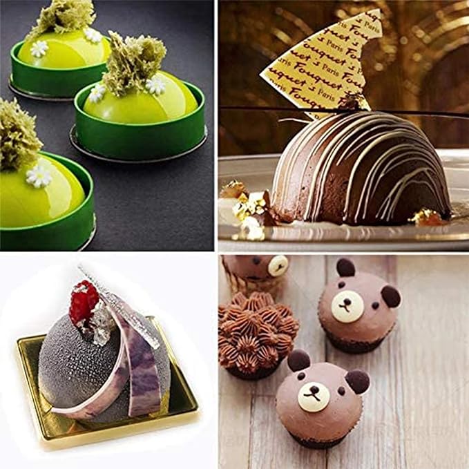 OCPO KITCHEN 3D Sphere Silicone Mold for Baking Mousse Cake Candy Pastry Chocolate Truffle Jelly Cookie Pudding, Ball Shape (8-Cavity)