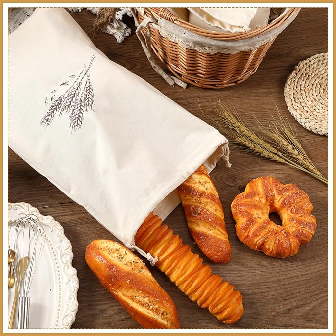 Augshy Bread Bags, 2 Pack Bread Bags for Homemade Bread, 17.7 * 11.8in Linen Bread Bag -Inside Lining to Keep Bread Fresh -Reusable Bread Bags