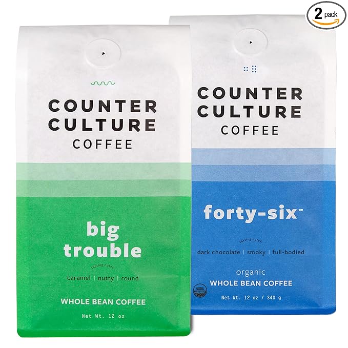 Counter Culture Coffee - Whole Bean Coffee - Multi-Pack - One 12oz Bag of Each (Big Trouble and Forty-Six)