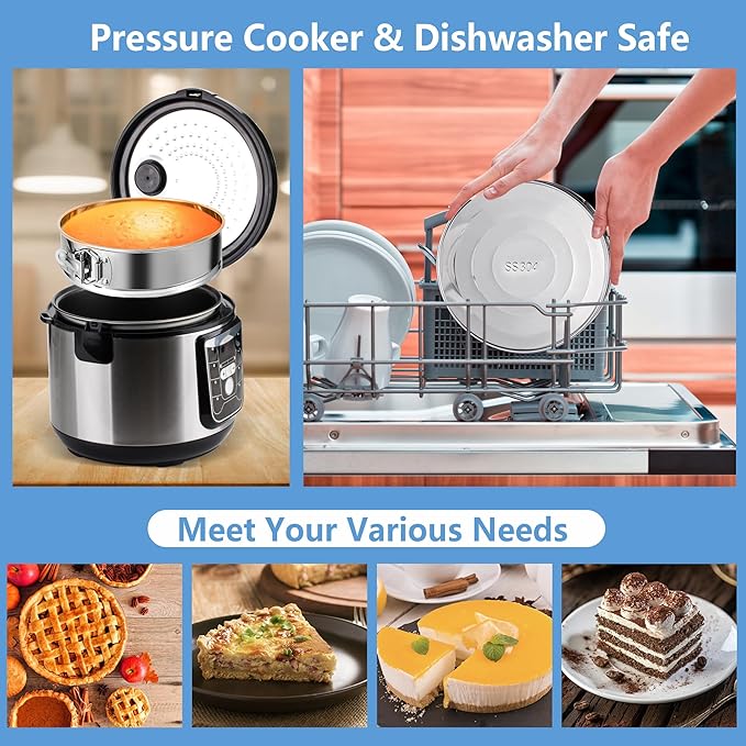 9 Inch Springform Pan - Nonstick 304 Stainless Steel Springform Cake Pan with Removable Bottom, 10 Inch Leakproof Silicone Cheesecake Pan Protector with Parchment Paper