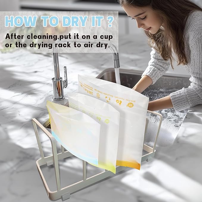 20 Pack Reusable Food Storage Bags,Leakproof Freezer Bags BPA Free Stand Up Sandwich Bags for Lunch Salad Fruit Travel,Dishwasher Safe(6 Gallon,8 Sandwich,6 Snack)