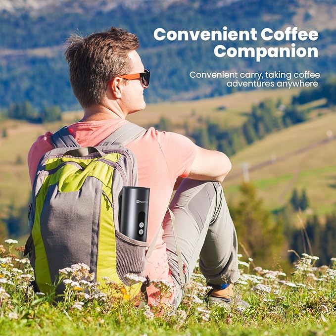 Maestri House 150W Espresso Maker with 2-3 Min Fast Self-Heating, Portable Travel Espresso Coffee Machine with Small Tea Cup Also Holder for NS Capsule & Ground Coffee for Car Camping, RV, Hiking