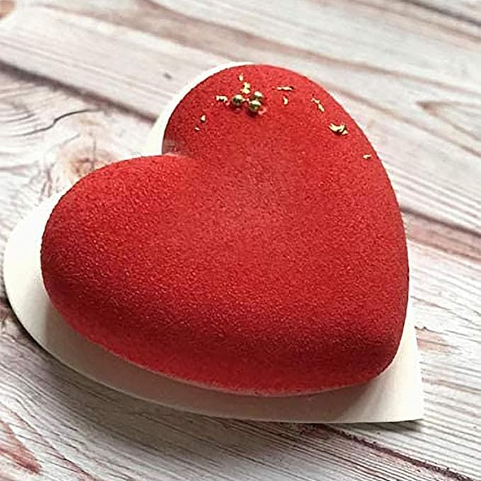 OCPO KITCHEN 3D Heart Silicone Molds for Baking Mousse Cake, 3D Silicone Baking Mold for Candy Pastry Chocolate Truffle Cupcake Jelly Cookie Pudding Cake Decoration Mold, 3D Heart Shape (8-Cavity)