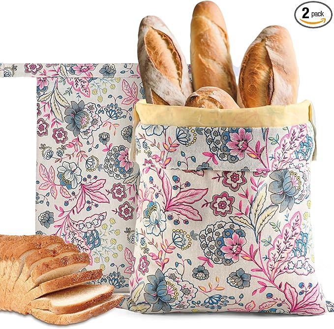 Reusable Bread Bags for Homemade Bread, 2 Pack XL Cotton Beeswax Bag for Sourdough, Beeswax Bags, Sourdough Storage Bag