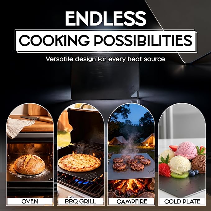 Pizza Steel for Oven (16" x 14.25") | Pre-Seasoned Baking Steel for Bread, Pizza, Sourdough & More | Premium Quality Crust at Home | Use in Oven, Grill, BBQ | Made in the USA