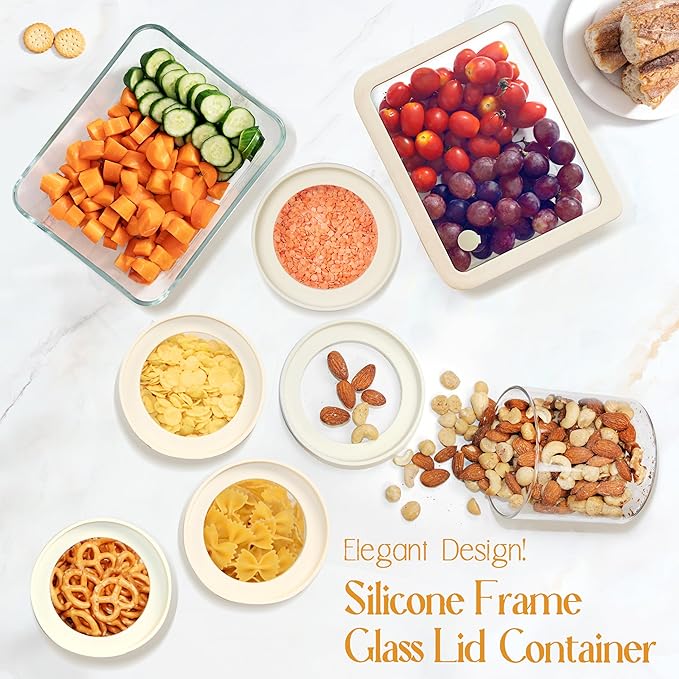 Urban Green Glass Food Storage Jar with Glass Lid, Food Canister Set with Airtight Lids, Pantry Jars for Kitchen Organization, Food Storage Containers in Set of 5