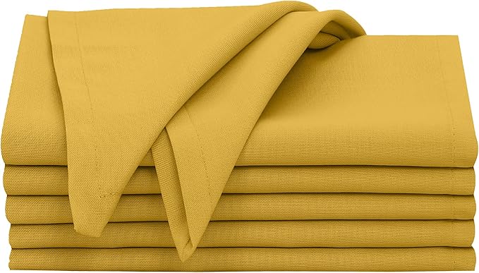 Ruvanti Cloth Napkins Set of 6, 18x18 Inches, 100% Cotton, Washable, Soft & Absorbent, Perfect for Wedding, Christmas, ‎Thanksgiving Dinners - Spicy Mustard