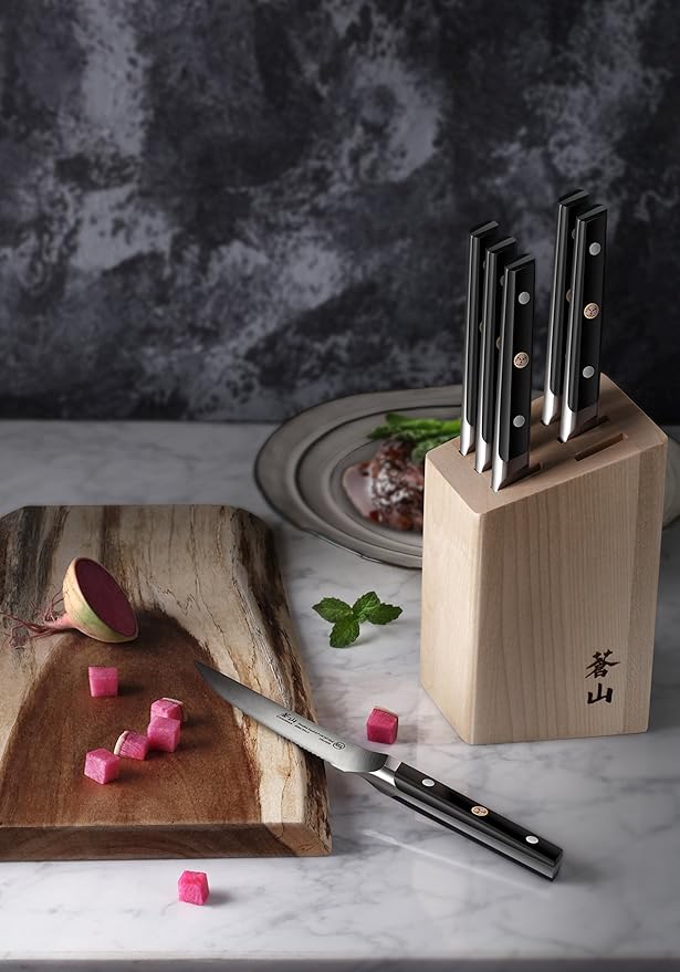 Cangshan TC Series 1022254 Swedish 14C28N Steel Forged 6-Piece Steak Knife Block Set, Maple