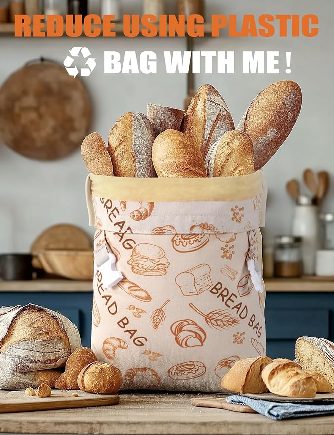 Reusable Beeswax Bread Bags(2 Pack), Beeswax Bags for Sourdough/Homemade Bread, Natural Cotton Bees Wax Bag, Fresh and Refrigerable, New Upgrade Food Storage Bag, Large Capacity and Portable