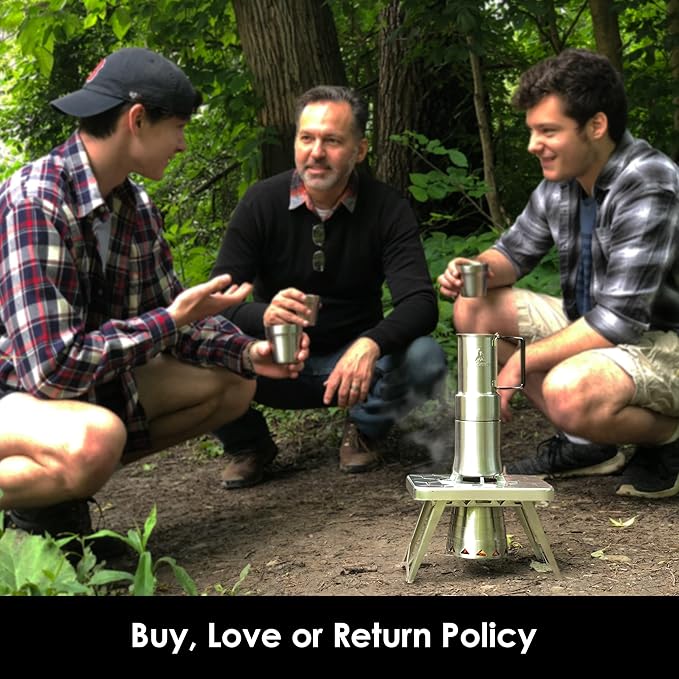 nCamp - Café, Portable Coffee Maker, Portable Espresso Machine, Compact Camping Coffee Maker, Stainless Steel Travel Coffee Maker with Camping Coffee Cup, Reusable, 12 oz