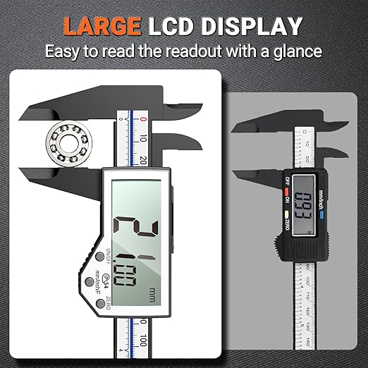 Preciva 6 Inch Digital Caliper, High Precision Measuring Tool with Large LCD Screen,Inch/Metric/Fraction Conversion, Auto-Off Feature, Vernier Caliper for DIY and Household