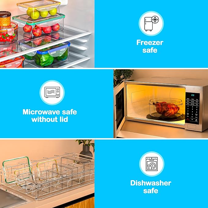 40 Pcs Food Storage Containers with Lids Airtight- Plastic Meal Prep Container for Pantry Kitchen Organization, Microwave, Dishwasher, Freezer Safe -100% Leak Proof (20 Stackable Boxes-20 Lids)