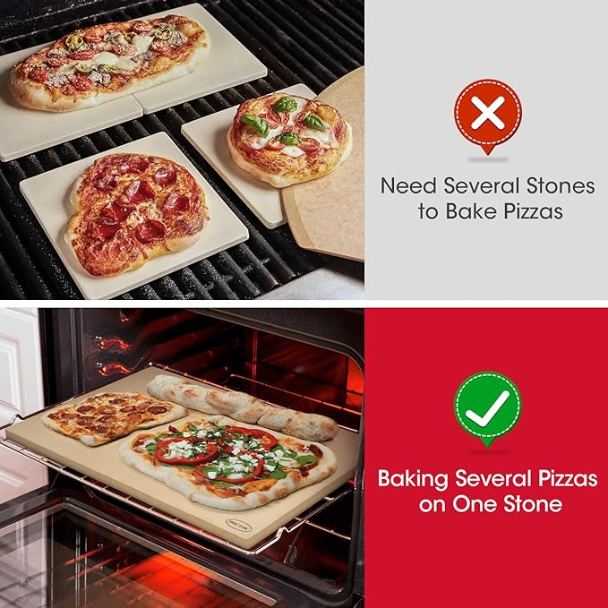 Unicook 22 Inch Extra Large Pizza Stone for Oven and Grill, Rectangular Baking Stone 22" x 14" x 0.6", Thermal Shock Resistant, Ideal for Baking Several Crispy Pizzas Bread