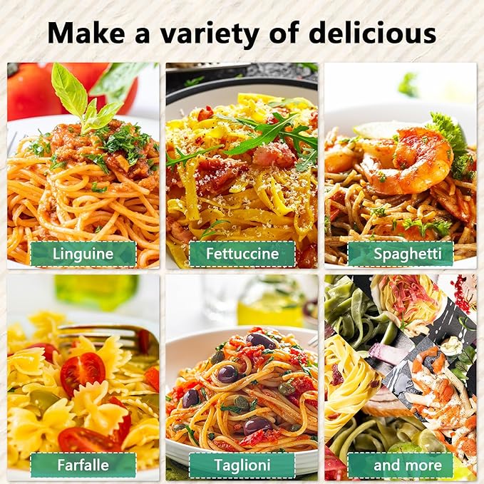 2-in-1 Pasta Maker with Cleaning Kit, Adjustable Thickness Settings Pasta Maker Machine with Pasta Roller and Cutter, Dual Width Noodle Maker for Pasta, Spaghetti, Fettuccine, Lasagna