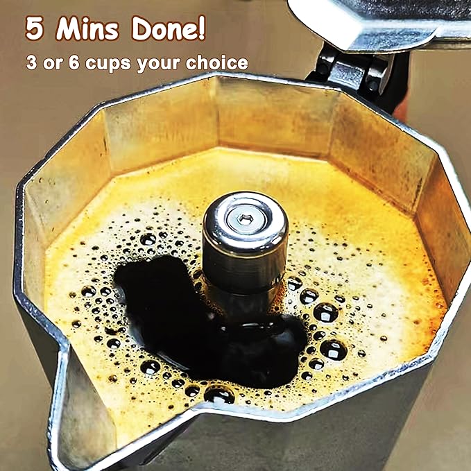 Electric Espresso Coffee Maker, Italian Coffee Pot, Electric Moka Pot, Cuban Coffee Maker, Portable Cafeteras Electricas Espresso Makers with Detachable Base 3 or 6 Cup (Bright Silver)