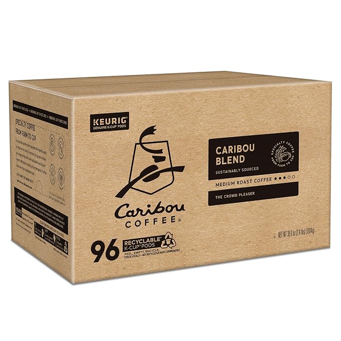 Caribou Coffee Caribou Blend Keurig Single-Serve K-Cup Pod, Medium Roast Coffee, 96 Count