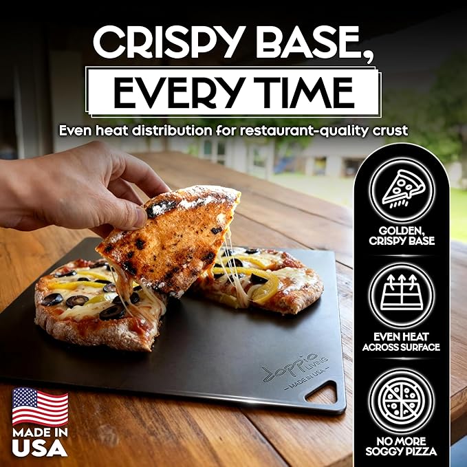 Pizza Steel for Oven (16" x 14.25") | Pre-Seasoned Baking Steel for Bread, Pizza, Sourdough & More | Premium Quality Crust at Home | Use in Oven, Grill, BBQ | Made in the USA