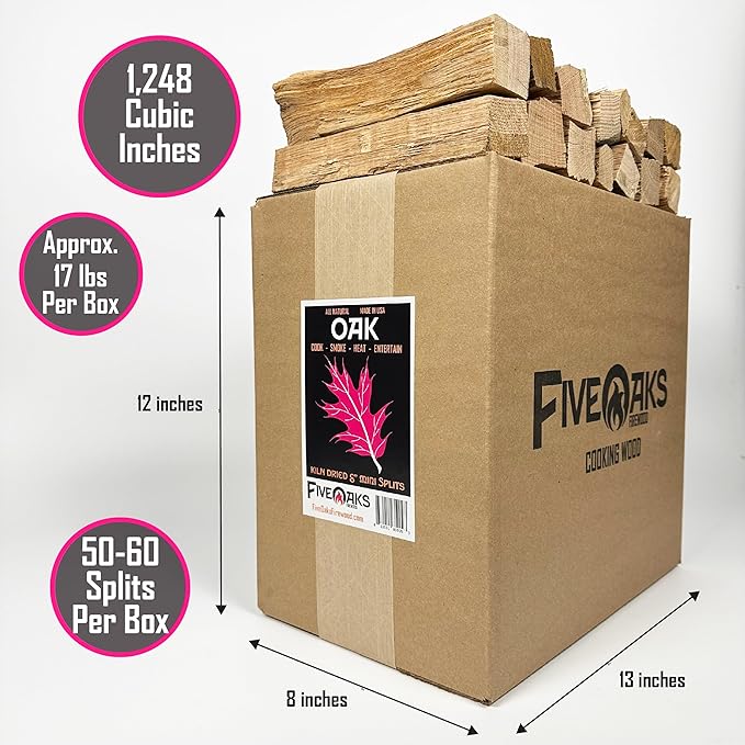 Pizza Oven Wood Kiln Dried Mini Split Oak 8"" inch Long Pizza Wood for Cooking, Grilling or Smoking 1,248 cu. in. of Oak Wood for Mini Wood Stove Cooking Wood, Smoking Wood, Brown