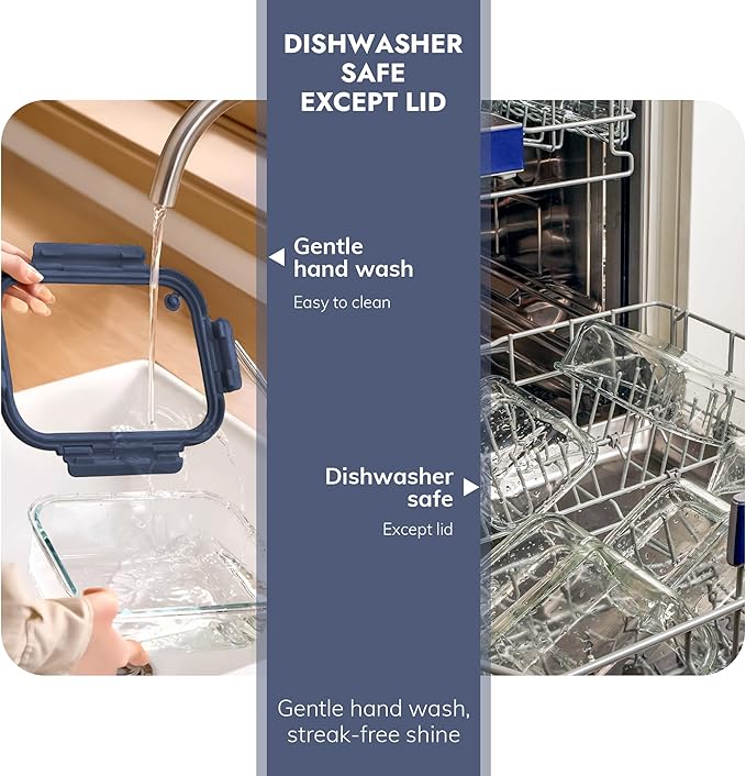 10-Pack Glass Food Storage Containers with Tempered Lids – Borosilicate, Airtight, Oven-Safe (-4°F~950°F), BPA-Free, 4.4 & 1.6 Cup, Leak-Proof, Dishwasher Safe (Blue)