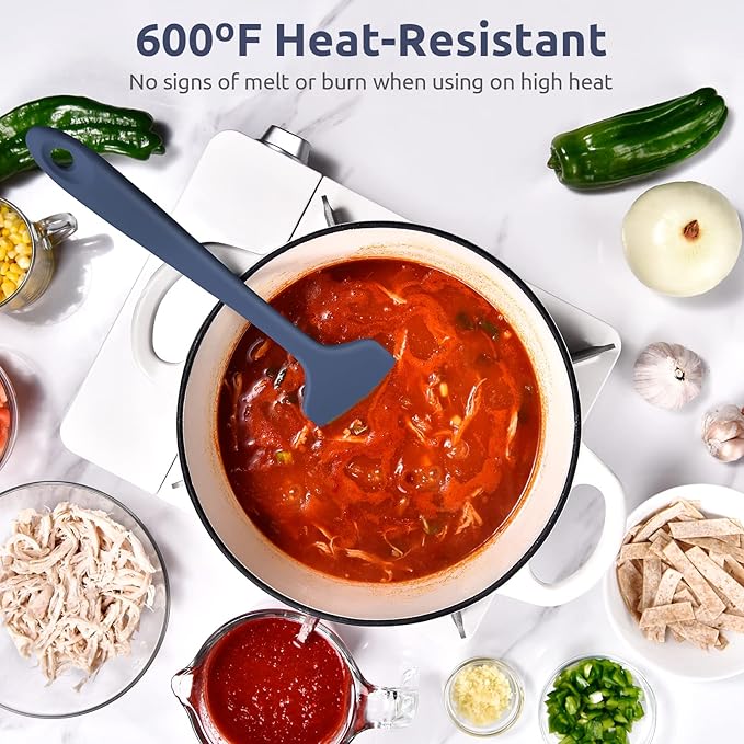 14in Extra Large Silicone Spatula: U-Taste 600ºF Heat Resistant Flexible Silicon Mixing Stirring Cooking Scraping Baking Bowl Scraper Seamless Spreader for Kitchen Nonstick Cookware (Midnight Blue)