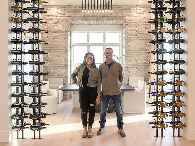 Ultra Wine Racks Floor-to-Ceiling Mount Display (2 Side, Double Deep, Black, Holds 84 Wine Bottles) - Modern Metal Wine Storage for Wine Cellars, Home Bars, Kitchens, & Dining Rooms