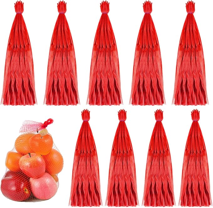 Windyun 1000 Pcs 20 Inch Mesh Produce Bags Reusable Nylon Netting Bulk, Fits Storage Egg Vegetable Seafood Fruits Grocery Bags (Red)
