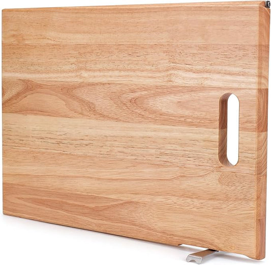 Wood Cutting Board for Kitchen with Built-in Stand, 40 x 30 cm Wooden Chopping Board Charcuterie Board for Cheese, Meat, Vegetables, Bread