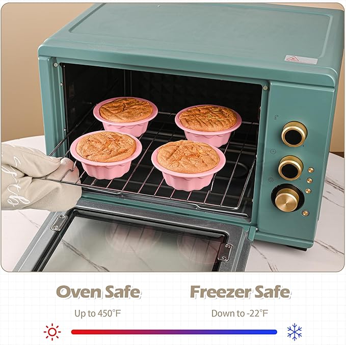 Mini Fluted Tube Cake Pan, 4 inch Small Cake Molds for Baking(6Pcs) with Flower Shape for Jello, Cake, Cupcakes and Bread