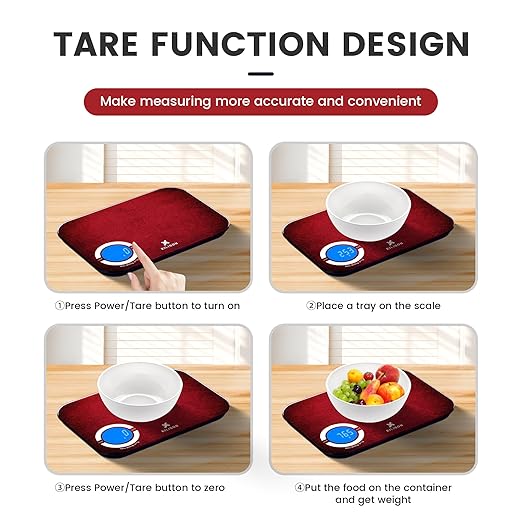 EILISON Smart Digital Food Kitchen Scale with Nutritional Calculator, On-Screen Nutrient Info, Free App for Calorie & Macro Tracking, Personal Goals, for Weight Loss and Keto, 5g-8kg Capacity (Red)
