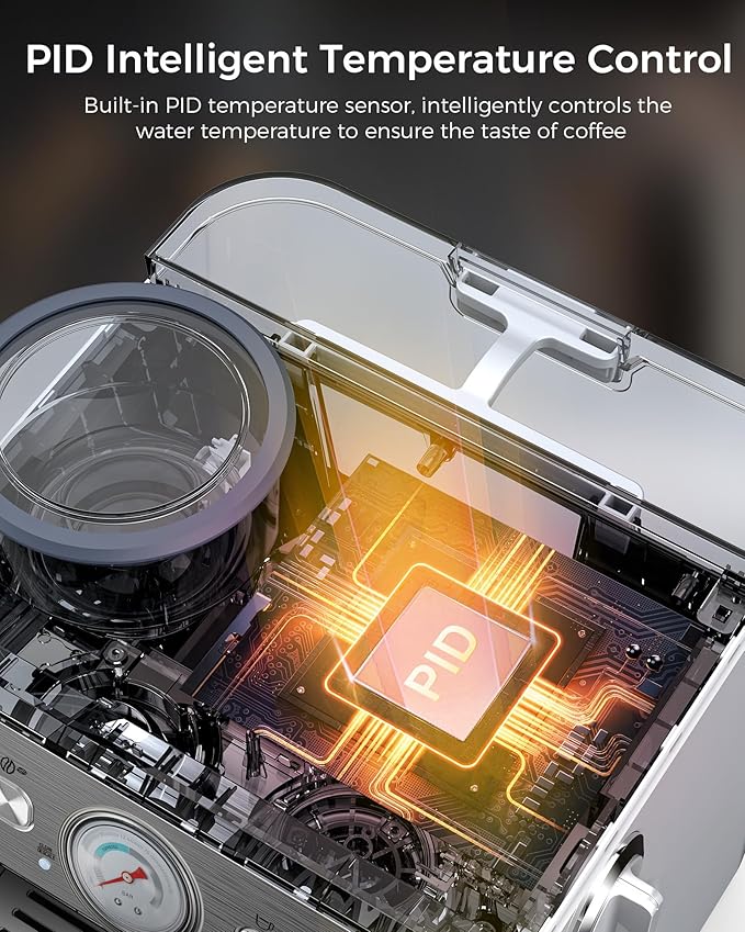 COWSAR Espresso Machine with Grinder, 2025 Upgraded Espresso Machine 15 Bar, Expresso Machine with Milk Frother Steam Wand, 75 Oz Removable Water Tank for Cappuccino, Latte, Stainless Steel