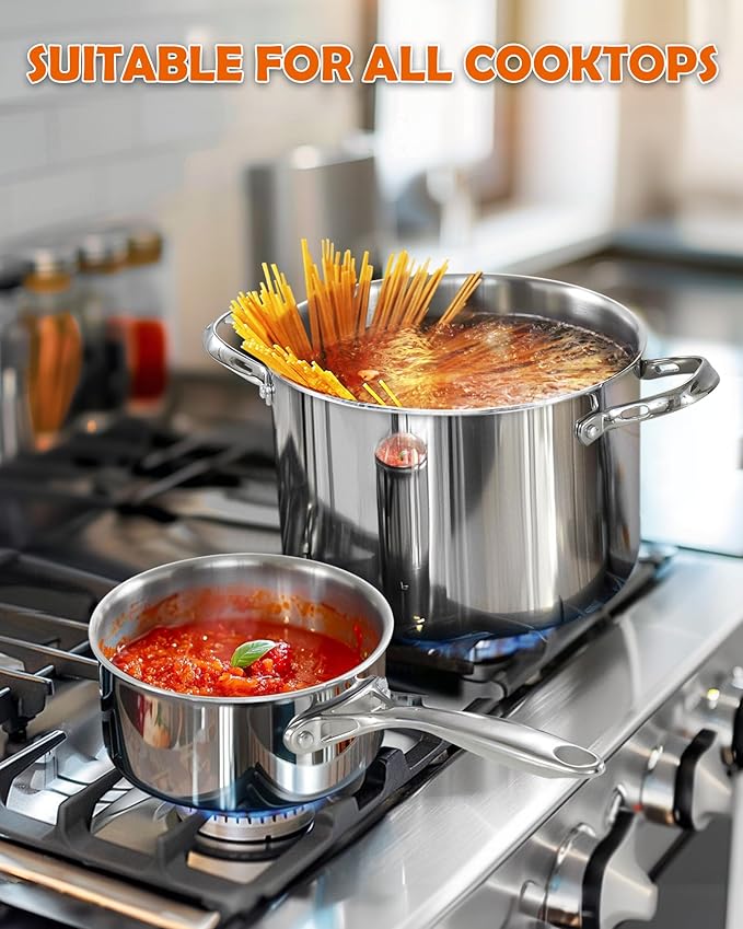 Cooks Standard Stainless Steel Saucepan with Lid, Multi-Ply Clad Sauce Pot 1.5-Quart, Silver