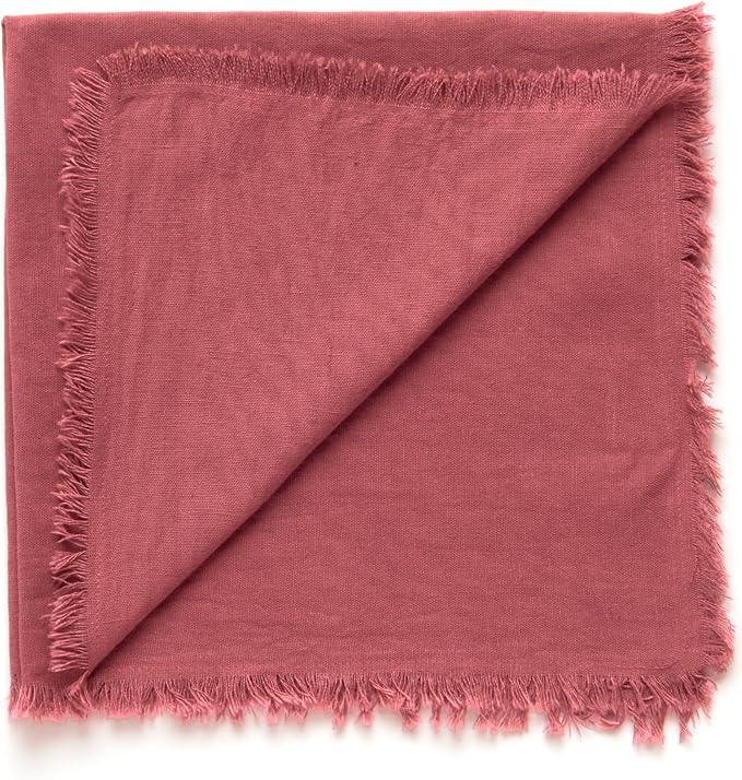 ACCENTHOME Blush Cotton Linen Napkin Set of 6 18x18 inch Dinner Napkins - Washable Soft Premium Hotel Quality Reusable Napkins Perfect Table Napkins for Family Dinners, Weddings & Everyday Use