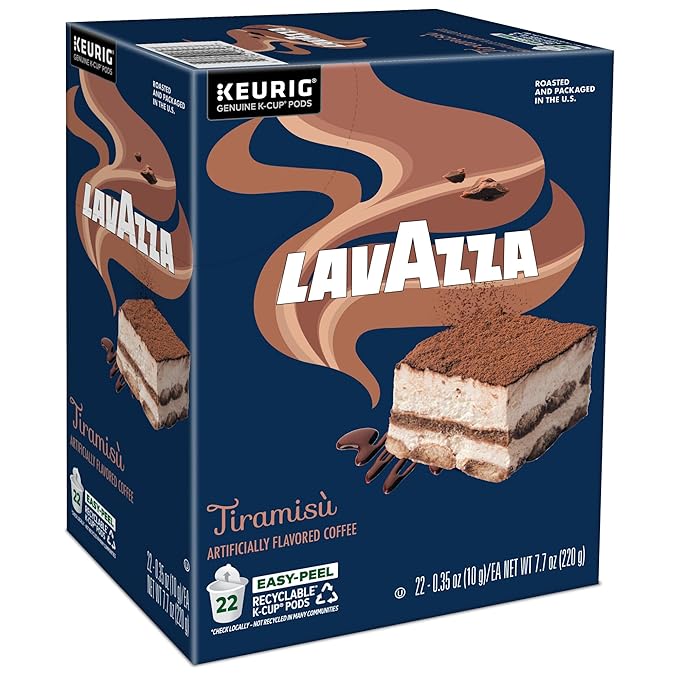 Lavazza Tiramisù Coffee, Single Serve Keurig K-Cup Pods, Flavored Coffee, 88-Count Box (4 Packs of 22)