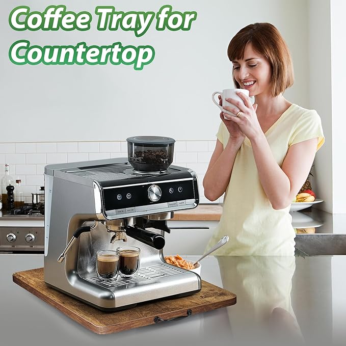 Appliance Slider, Sliding Tray for Coffee Maker, Coffee Pot Slider for Countertop, 360° Rolling Tray Appliance Slider for Kitchen Appliances- Rustic Brown (12.5” X 16”)