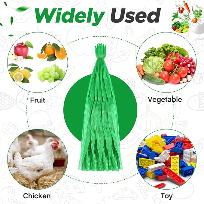 Windyun 1500 Pcs Mesh Produce Bags Reusable Nylon Netting Bulk, Fits Storage Egg Vegetable Seafood Fruits Grocery Bags (20 Inch,Green)
