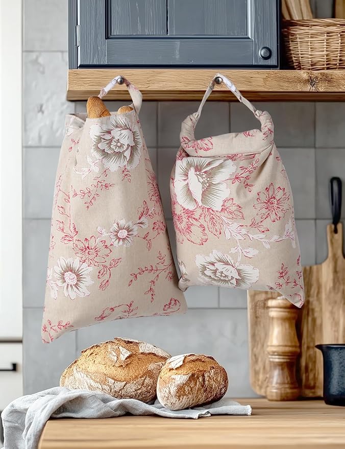 Reusable Beeswax Bread Bags(2 Pack), Beeswax Bags for Sourdough/Homemade Bread, Natural Cotton Bees Wax Bag, Fresh and Refrigerable, New Upgrade Food Storage Bag, Large Capacity and Portable