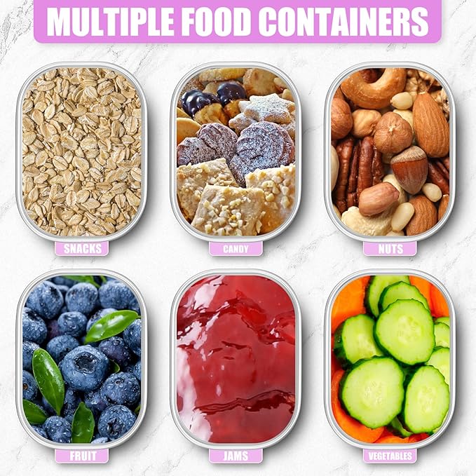 Layhit 6 Pcs Stainless Steel Snack Containers for Kids, 8 oz Lunch Containers with Silicone Lids Small Reusable Metal Food Box for Child Daycare School Home Storage Supplies(Stylish Color)