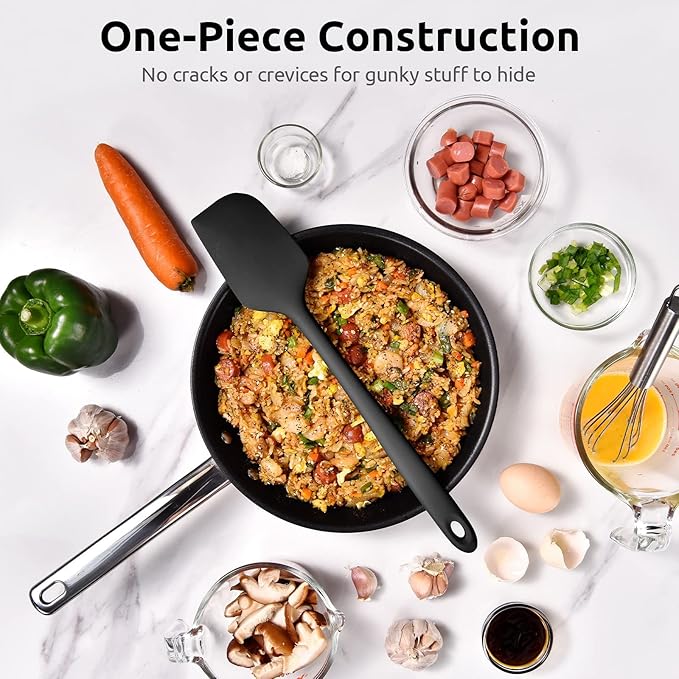 14in Extra Large Silicone Spatula: U-Taste 600ºF Heat Resistant Flexible Silicon Mixing Stirring Cooking Scraping Baking Bowl Scraper Seamless Spreader for Kitchen Nonstick Cookware (Black)