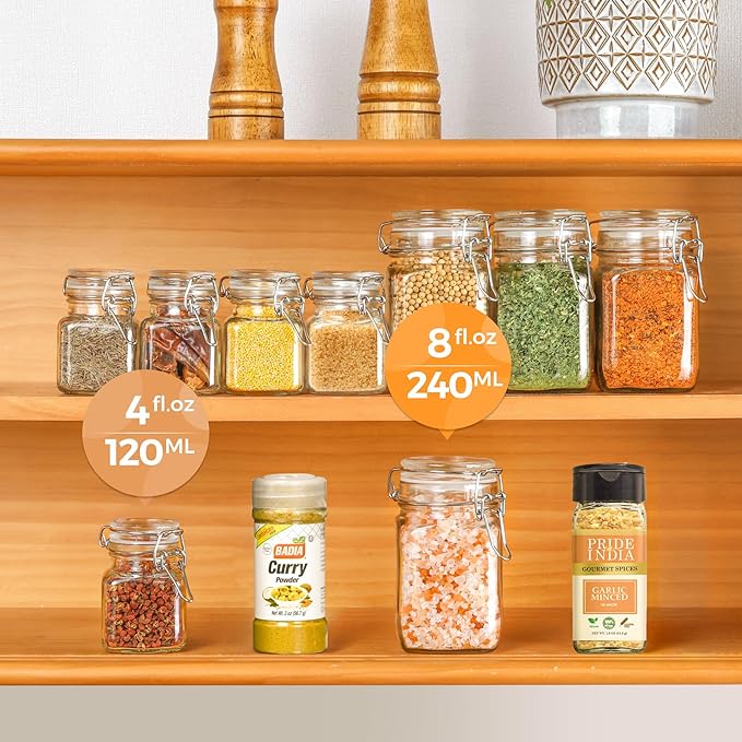 ComSaf Small Glass Jars with Airtight Lid Set of 12, Spice Jars 8 oz, Mason Jars 8 oz, Small Canning Jar, 8oz Jars with Lids for Kitchen, Jam, Jelly, Honey, Dessert, Salad, Shower Wedding Favors