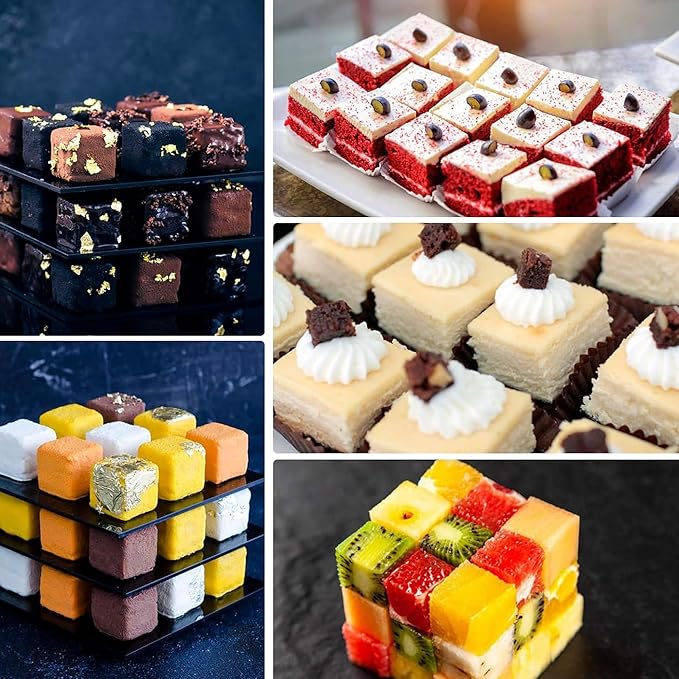 OCPO Kitchen 3D Cube Silicone Mold for Baking Mousse Cake, Square Baking Molds for Chocolate Candy Pastry Truffle Cupcake Jelly Cookie Pudding, Square Shape (15-Cavity)