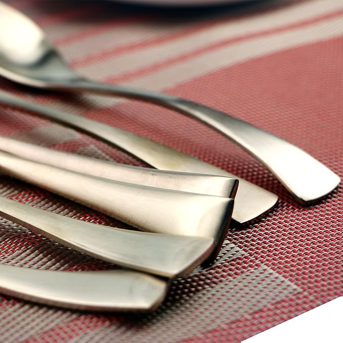 6-Piece Flatware Set,Extra Thick Heavy Duty - 18/10 Stainless Steel Cutlery Sets,High Matte Finish Rose Gold Flatware Sets Service for 1,Multipurpose Use for Home,Kitchen Utensil Sets