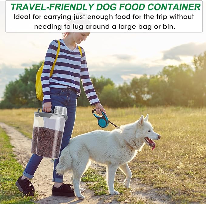 TBMax Pet Dog Cat Food Storage Container 5 to 7 lbs with Can Cover and Mixing Spoon, Airtight Pet Food Storage Dispenser with Large Spout & Measuring Cup for Kibble Dog Treat Bird Seed Container