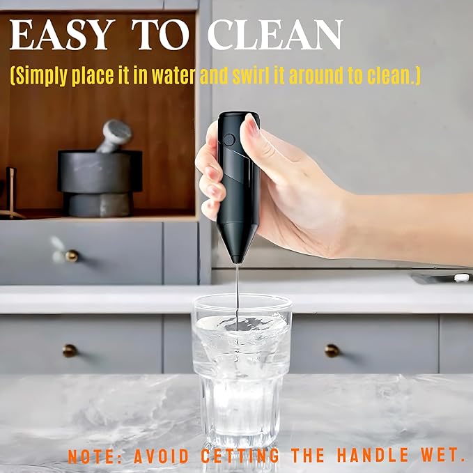 Milk Frother Handheld,Hand Mixer For Drinks with Detachable Stainless Steel Whisk,Electric Whisk for Coffee,Lattes,Cappuccino&Matcha,Cold Foam Frother with Easy-Clean&Portable Design-Black