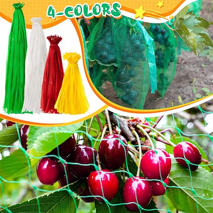 Treela 600 Pieces Reusable Mesh Bags Reusable Produce Seafood Onion Vegetable Storage Mesh Net Nylon Poly Bags for Crawfish Shellfish Crab Grocery Toys Fruits, 4 Sizes