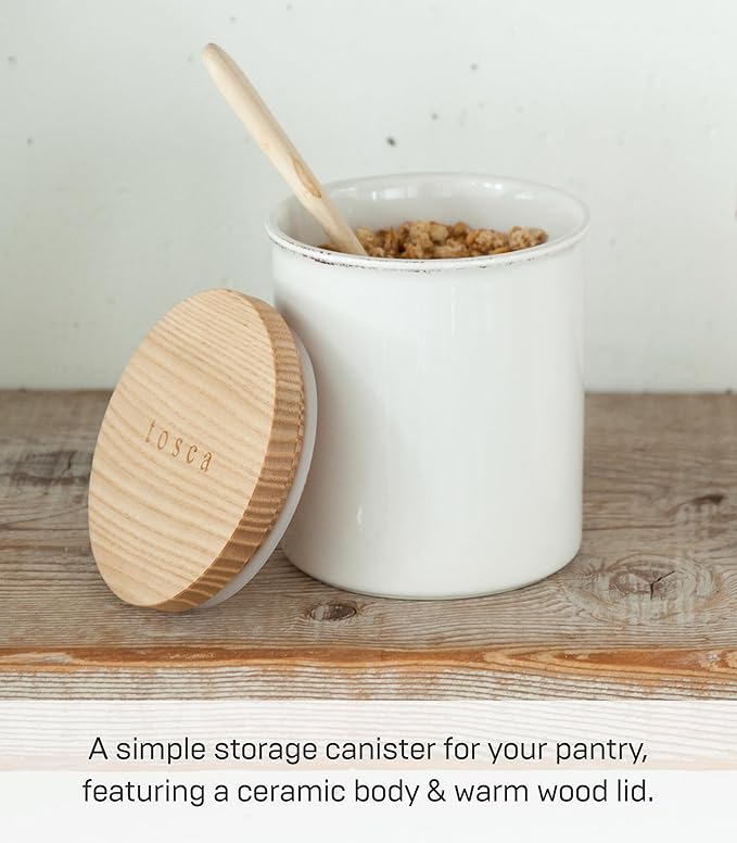 Yamazaki Home Tosca Ceramic Canister – Dry Food Kitchen Storage Container Organizer