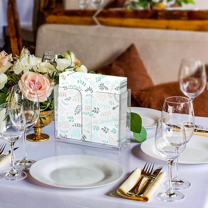 Napkin Holder, Clear Acrylic Guest Towel Holder, Vertical Disposable Hand Towel Holder for Kitchen, Waterproof Square Guest Paper Towel Lucite Tray for Bathroom Home Hotel Office Restaurant Business