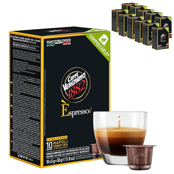 Caffè Vergnano Napoli Espresso Capsules – Original Line Compatible Pods – Medium Roast Arabica Robusta Blend, Intensity 10/10 – Italian Single-Serve Coffee With Dark Chocolate Spiced Notes – 120 Count