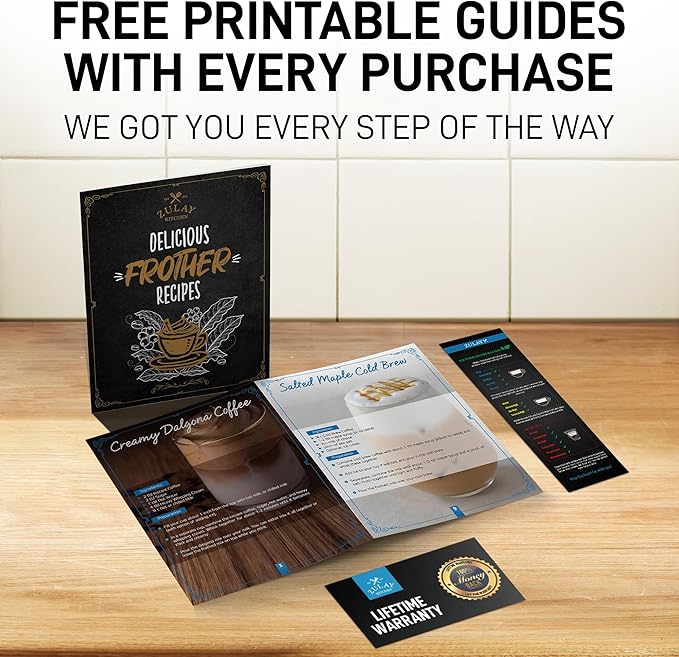 Zulay Kitchen Powerful Milk Frother Wand With 4 AA Duracell Batteries - Ultra Fast Handheld Drink Mixer - Electric Whisk Foam Maker for Coffee, Lattes, Cappuccino, Matcha, Hot Chocolate & Creamer