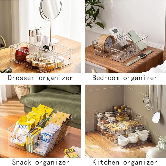 Eanpet 7Pack Clear Fridge Drawer Organizer Pull out Bins Stackable Refrigerator Organizer Bins with Handle for Kitchen Cabinet Organization Divided Produce Saver Container for Fruit Veggie Egg