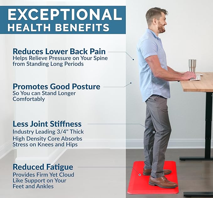 ComfiLife Anti Fatigue Floor Mat – 3/4 Inch Thick Kitchen Mats for Floor, Standing Desk Mat, Kitchen Rug – Comfort at Home, Office – Durable – Stain Resistant – Non-Slip (20" x 32", Scarlet Orange)